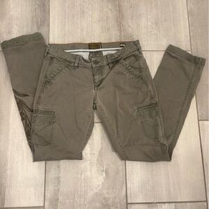 Lucky Brand Olive Green Pants with Embroidery